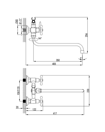 Смеситель для ванны Lemark Standard LM2151C универсальный Хром