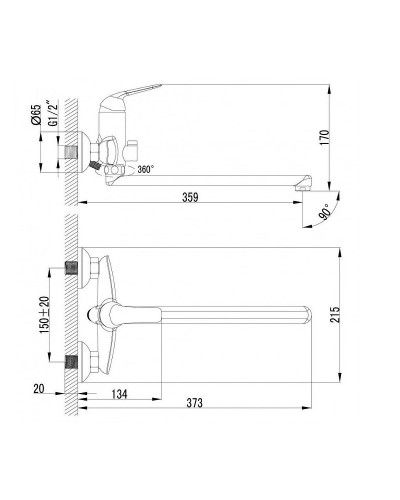Смеситель для ванны Lemark Plus Advance LM1251C универсальный Хром