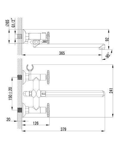 Смеситель для ванны Lemark Plus Spirit LM1951C универсальный Хром