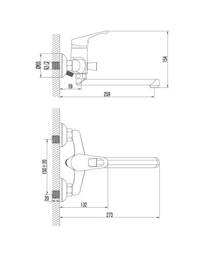 Смеситель для ванны Lemark Omega LM3110C универсальный Хром