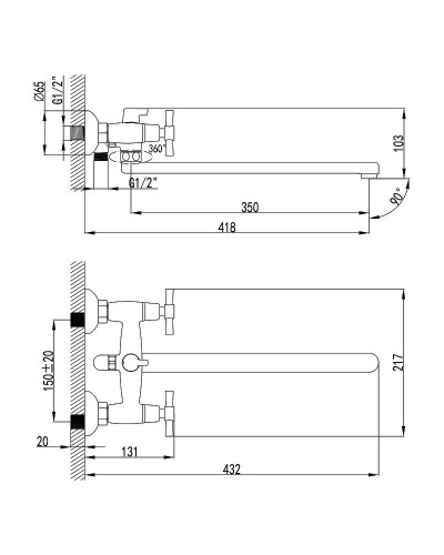 Смеситель для ванны Lemark Neo LM2212C универсальный Хром