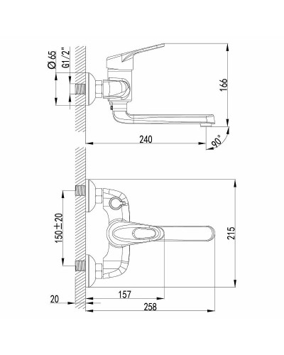 Смеситель для ванны Lemark Luna LM4114C универсальный Хром