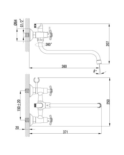 Смеситель для ванны Lemark Partner LM6541C универсальный Хром