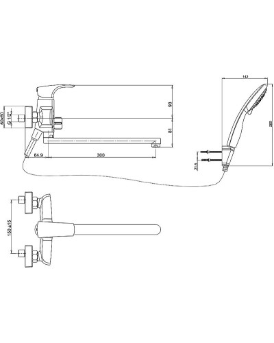 Смеситель для ванны Paini Angel ANCR112P20LMKM универсальный Хром