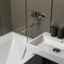 Смеситель для ванны Paini Creta 42CR119CAKM универсальный Хром