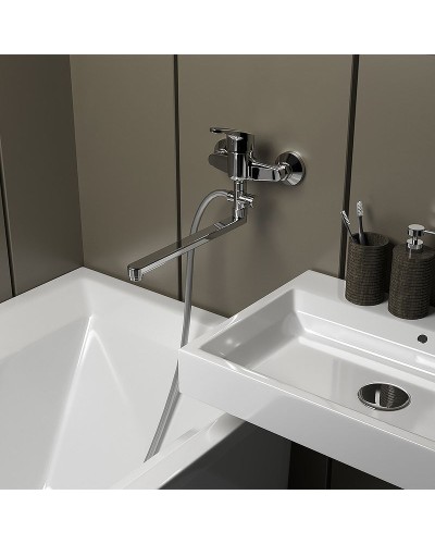 Смеситель для ванны Paini Creta 42CR119CAKM универсальный Хром