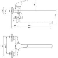 Смеситель для ванны Paini Creta 42CR119CAKM универсальный Хром