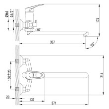 Смеситель для ванны Lemark Omega LM3151C универсальный Хром