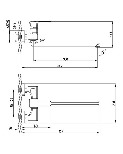 Смеситель для ванны Lemark Basis LM3617C универсальный Хром