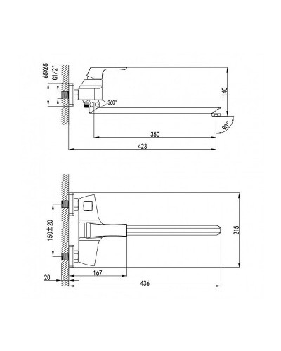 Смеситель для ванны Lemark Unit LM4517C универсальный Хром
