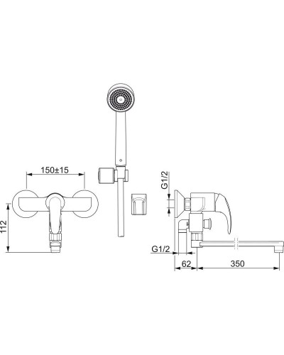 Смеситель для ванны Oras Polara 1447Y