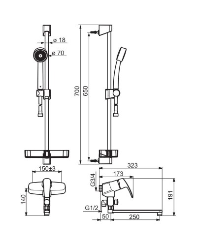 Смеситель для ванны Oras Safira 1066
