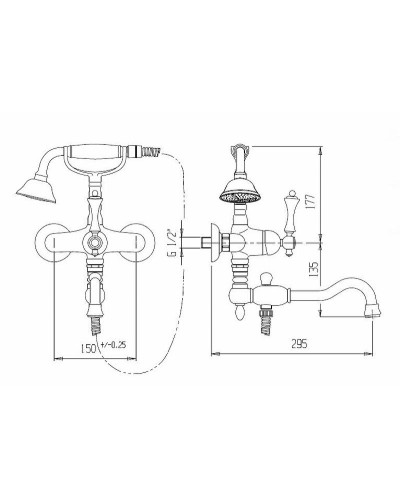 Смеситель для ванны Cezares Margot MARGOT-VDFM2-01-M Хром