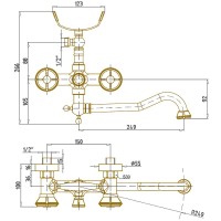 Смеситель для ванны и душа Bronze de Luxe Royal 10119D Бронза