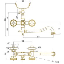 Смеситель для ванны и душа Bronze de Luxe Royal 10119D Бронза