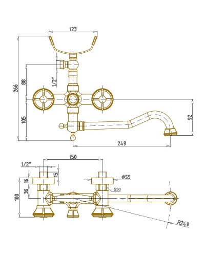 Смеситель для ванны и душа Bronze de Luxe Royal 10119D Бронза