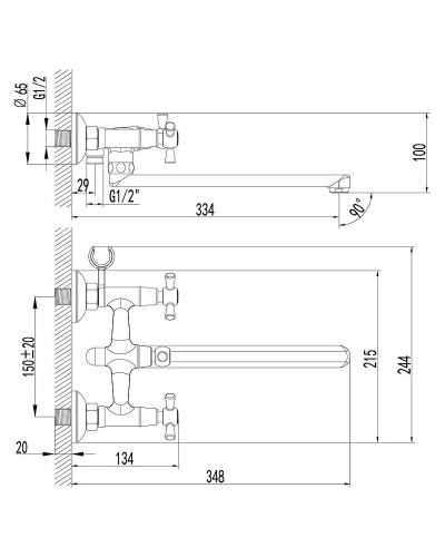 Смеситель для ванны Lemark Contour LM7451C универсальный Хром