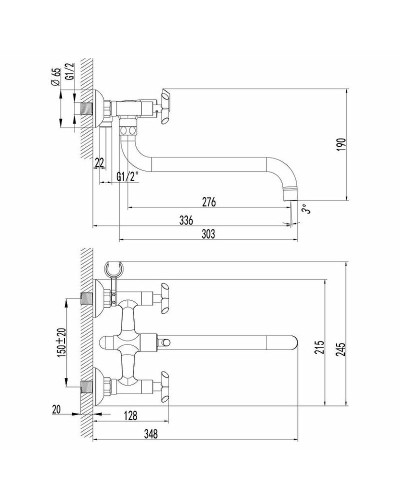 Смеситель для ванны Lemark Practica LM7551C универсальный Хром