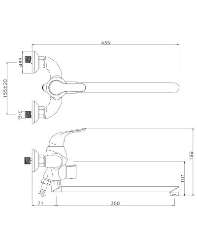 Смеситель для ванны Lemark Swan LM5451BG универсальный Черный матовый Золото