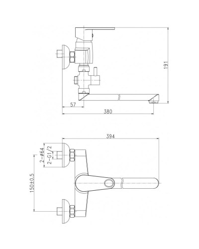 Смеситель для ванны Cersanit Cari A63028
