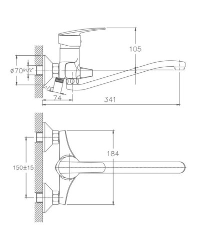 Смеситель для ванны Haiba HB2206