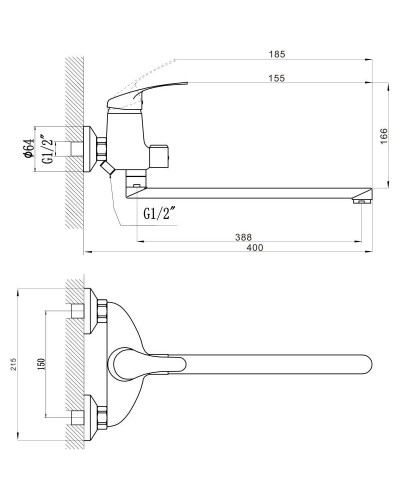 Смеситель для ванны Savol S-T2201