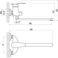 Смеситель для ванны Savol S-T2206
