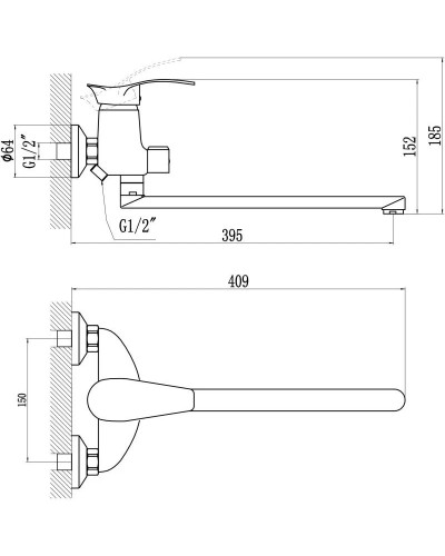 Смеситель для ванны Savol S-T2206