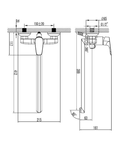 Смеситель для ванны Iddis Zodiac ZODSBL2i10 Хром