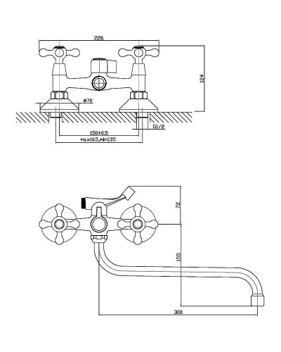 Смеситель для ванны Orange Classic Pro M72-222cr универсальный Хром