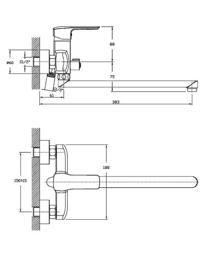 Смеситель для ванны Orange Merci M13-211cr универсальный Хром