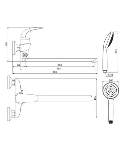 Смеситель для ванны Damixa Eclipse 319500001