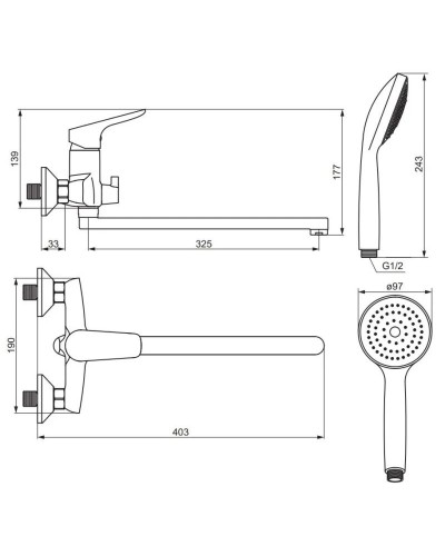 Смеситель для ванны Damixa Jupiter 779500001