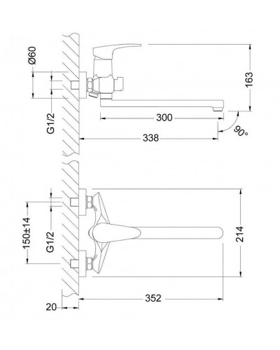 Смеситель для ванны Lemark Linara LM0451C универсальный Хром