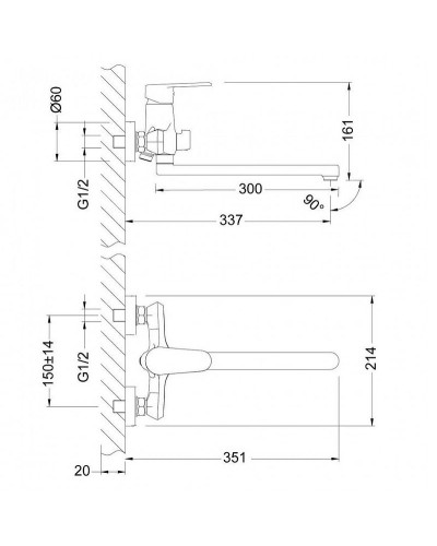 Смеситель для ванны Lemark Point LM0351C универсальный Хром
