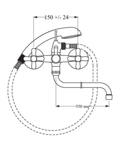 G.Lauf QSL-856 Смеситель для ванны поворотный излив 350 мм