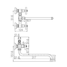 Смеситель для ванны двухвентильный Paulmark Hamburg HA121002