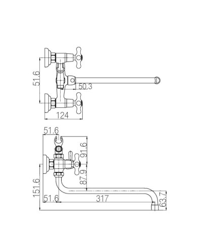 Смеситель для ванны двухвентильный Paulmark Hamburg HA121002