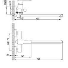 Смеситель универсальный с плоским изливом Lemark Basis LM3601C