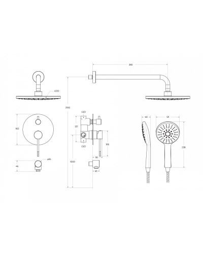 Душевой комплект встраиваемый CEZARES RELAX-DSET-01