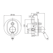 Встраиваемый смеситель для душа с переключателем CEZARES ELITE-VDIM-01-M