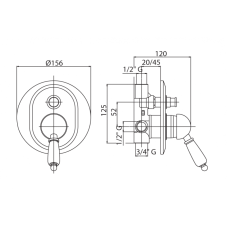 Встраиваемый смеситель для душа с переключателем CEZARES ELITE-VDIM-01-M