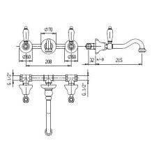 Встраиваемый смеситель для раковины CEZARES NOSTALGIA-BLS1-02