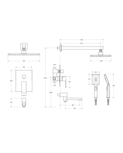 Душевой комплект встраиваемый с изливом CEZARES SLIDER-VDSET-IN
