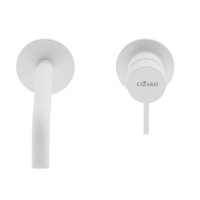 Смеситель для раковины встраиваемый однорычажный с тонкой ручкой CEZARES LEAF-BLI2-L-BIO белый матовый