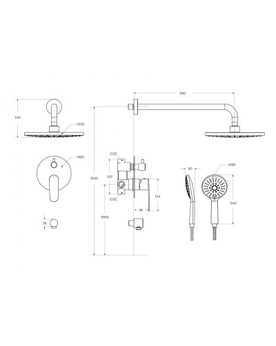 Душевой комплект встраиваемый CEZARES STYLUS-DSET-GM