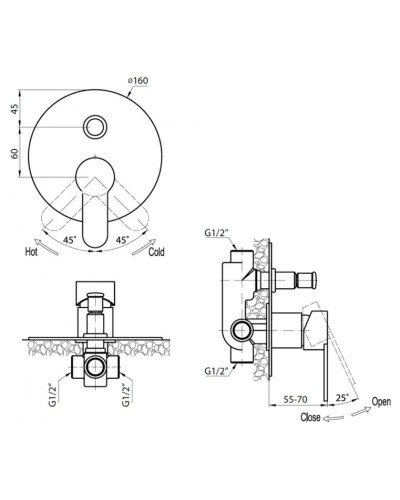 Cezares LACONICO LACONICO-VDI-BLC Встраиваемый смеситель с переключателем