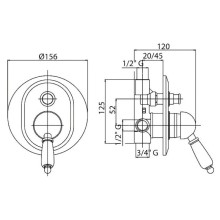Встраиваемый смеситель для ванны золото 24 карат, ручка Swarovski Cezares Vintage VINTAGE-VDIM-03/24-Sw