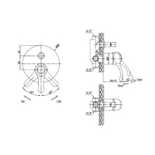 Встраиваемый однорычажный смеситель для ванны с душем золото, ручка золото Cezares Lira LIRA-VDIM-03
