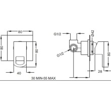 Встраиваемый смеситель для душа хром, ручка хром Cezares Levico LEVICO-DIM-01-Cr